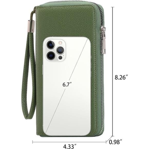 RFID Leather Wallet for Women Zip Around Clutch Wristlet Long Purse Card Holder - Picture 2 of 7